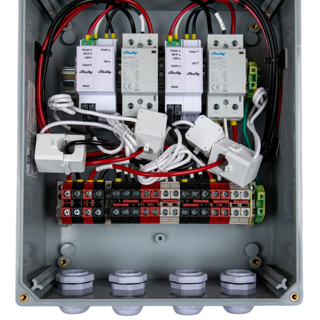 Medidor de energía inteligente 1 o 2 fases con control por contactor con 2 TC 50A