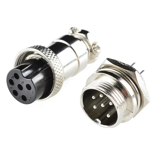 Conector Cilíndrico para Instalación en Panel de 6 Contactos
