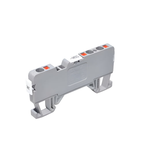 Bloque de Conexión 2.5mm² con Sistema push-in para Carril DIN (1 Entrada / 2 Salidas) – Onka