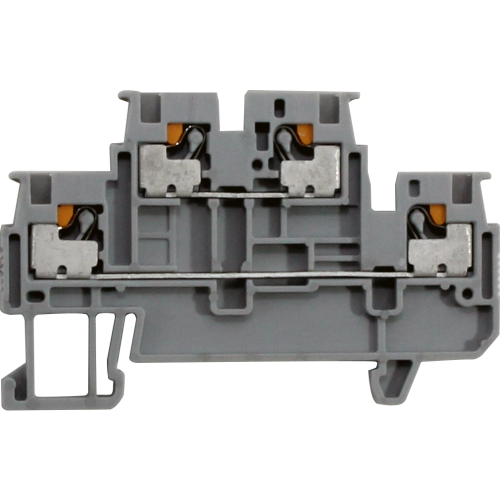Bornera riel din 1.5mm² 17.5A libre mantenimiento Push-in BP1 - 2x2 vías doble nivel - Gris