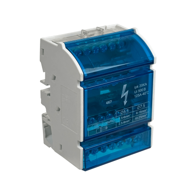 REPA-28. 4x7-Polos Distribuidor Tetrapolar 125A 40°C 500V 1,5-25mm² poder de corte 20kA