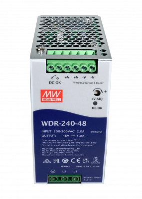 WDR-240-48 MEANWELL 180-550VAC 48VDC 240W 5A Ancho-63mm Carril-DIN Fuente de Alimentación