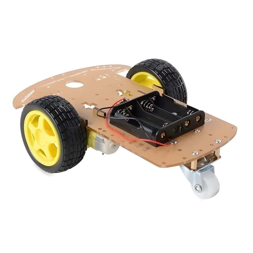 Conjunto Mecatrónico de Base Móvil con Ruedas, Actuadores Motores e Cajas de Reducción de Velocidad compatible con plataforma Arduino
