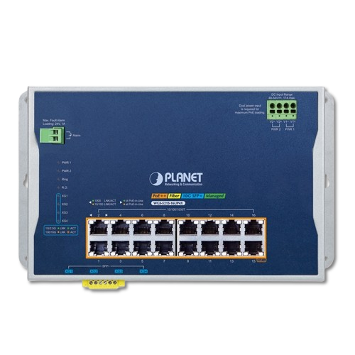 Switch Industrial Administrable L2+ 16 Puertos Gigabit PoE++ + 4 SFP+ 10G PLANET WGS-5215-16UP4X
