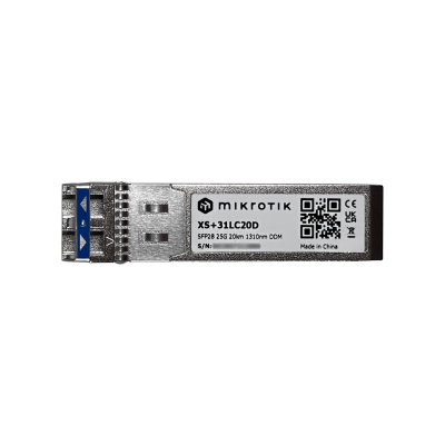 XS+31LC20D MIKROTIK 2-LC 1G/10G/25Gbps SM 20km 1310nm SFP+ SFP28 Fibra MonoModo vista 2