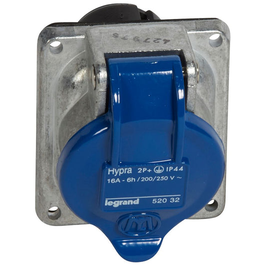 Toma Hypra Embutida Fija 2P + T, 200/250 V, 16 A - IP 44 - Metálica
