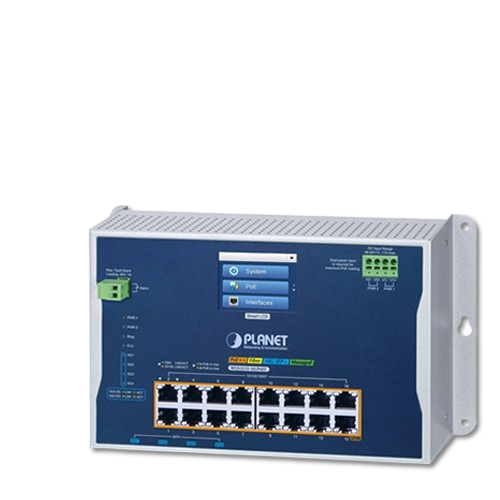 Switch Industrial Administrable L2+ 16 Puertos Gigabit PoE++ + 4 SFP+ 10G PLANET WGS-5215-16UP4XV con LCD