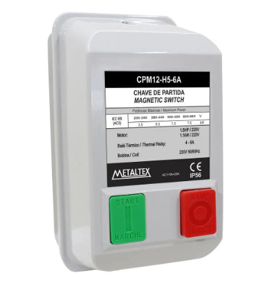 Arrancador magnético de motores 220VAC hasta 3HP 1.5KW IP56 CPM12 - 7-10A