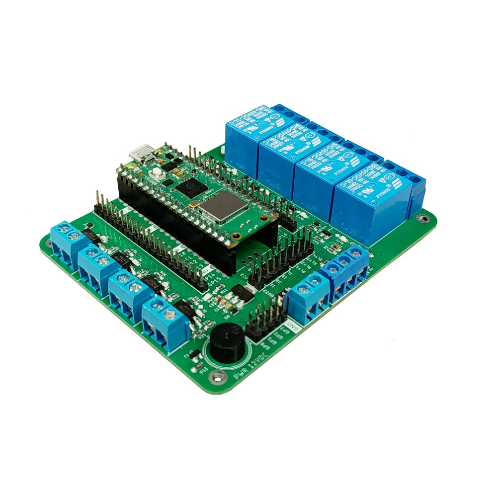 RPI Pico IO – Módulo de Ampliación Industrial para Raspberry Pi Pico que incorpora Relevadores, Comunicación RS-485, Aislamiento Óptico y Alarma Sonora