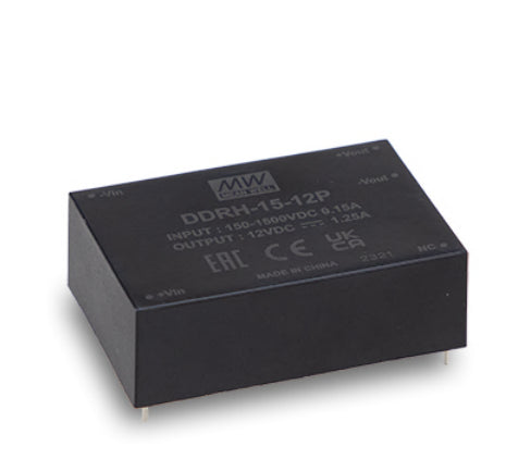 Conversor DC-DC modular entrada 150 a 1500VDC 15W DDRH-15 - Bloque Terminal - 15V