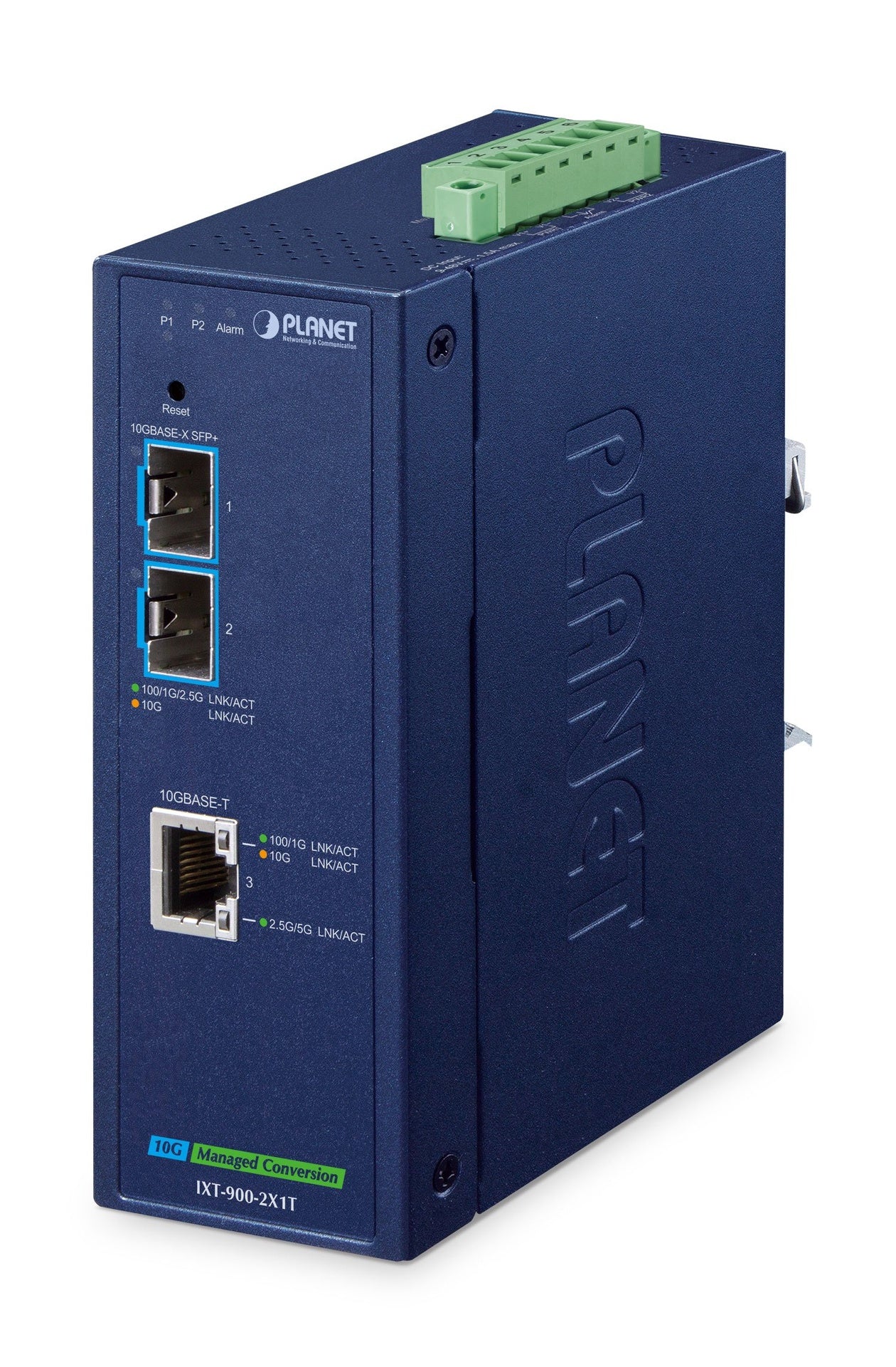 Conversor de Medios Industrial Administrado 10GBASE-X SFP+ de 2 Puertos + 10GBASE-T de 1 Puerto