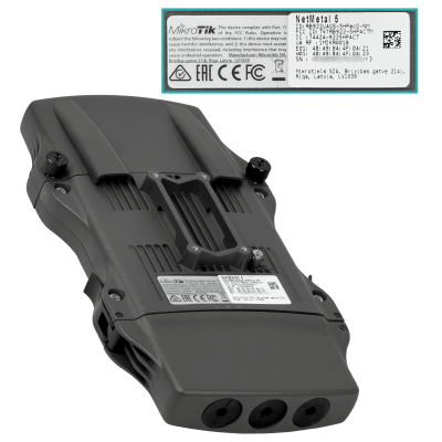 NETMETAL5-2P Router MIKROTIK de exterior con radio 2x2 a 27 dBm, 2 conectores RP-SMA, 1 ranura Mini-PCIe, 1 SIM, puerto Gigabit Ethernet, 1 SFP y 1 USB