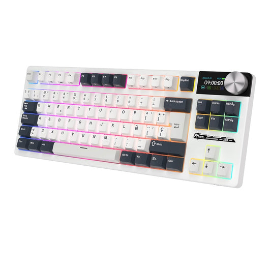 Teclado de Switches Mecánicos Inalámbrico Royal Kludge RK S85 White Night con Distribución 80% TKL Configuración Española