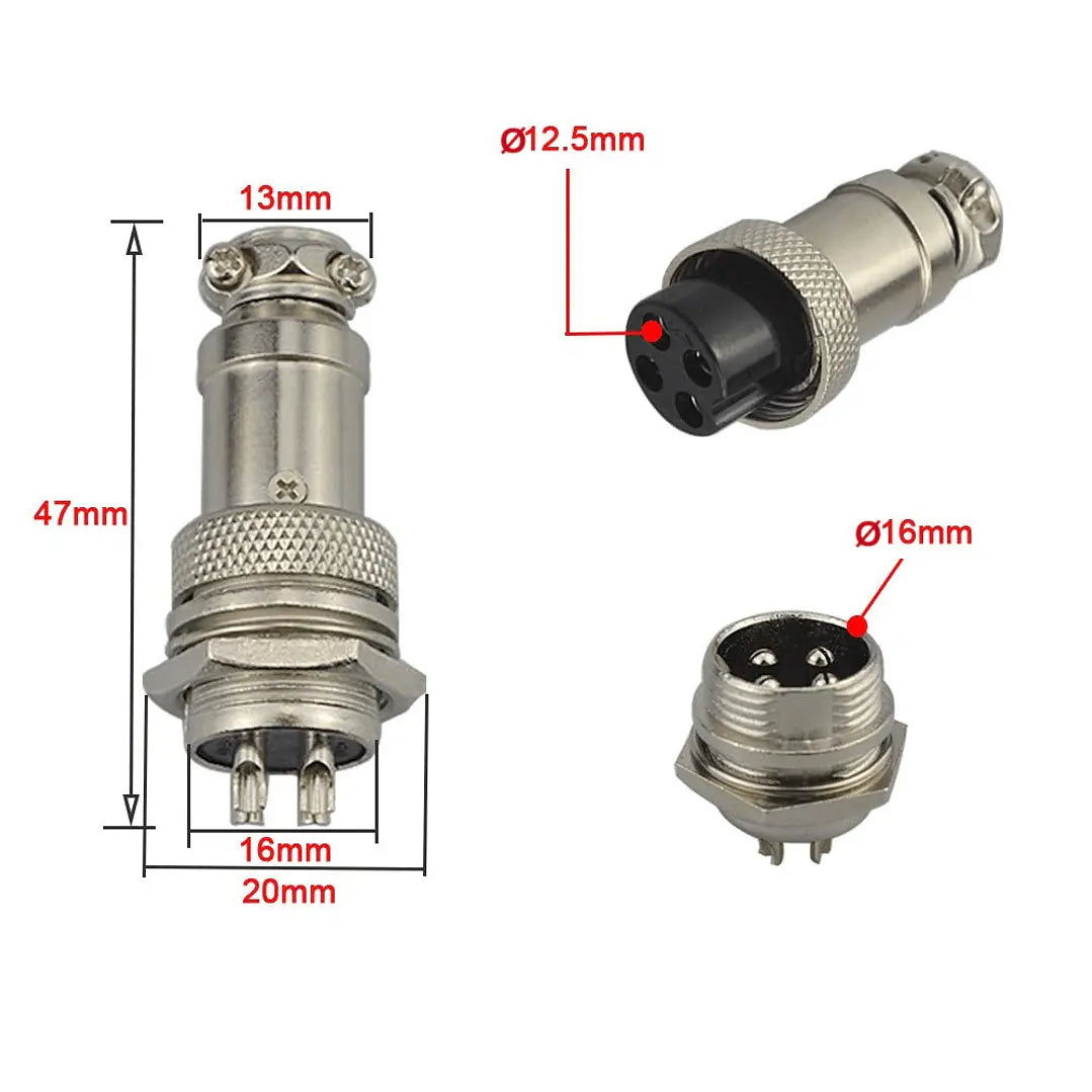 Conector receptáculo para cable 4 Contactos Gx16-4A
