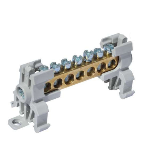 Bloque de Distribución 7x12mm² con 7 Orificios Configuración 2/5 monopolar destapado – Onka