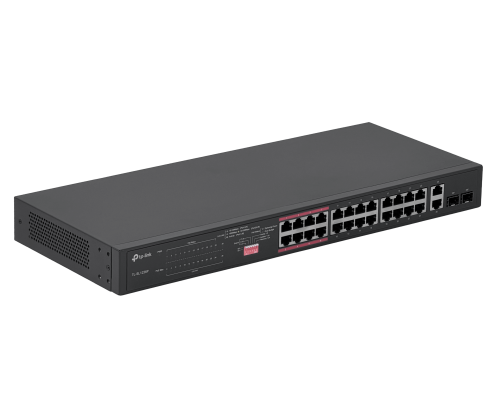 TL-SL1226P. TP-LINK 24 puertos 100-PoE+ 250W totales 2-1000 2-SFP Conmutador Rack no administrable