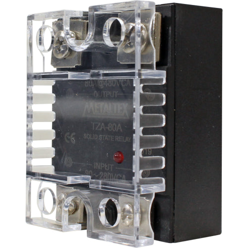 Relé de estado sólido SSR monofásico 1NA control AC 90 a 280VAC con carga de 48 a 530VCA serie TZA - 80A