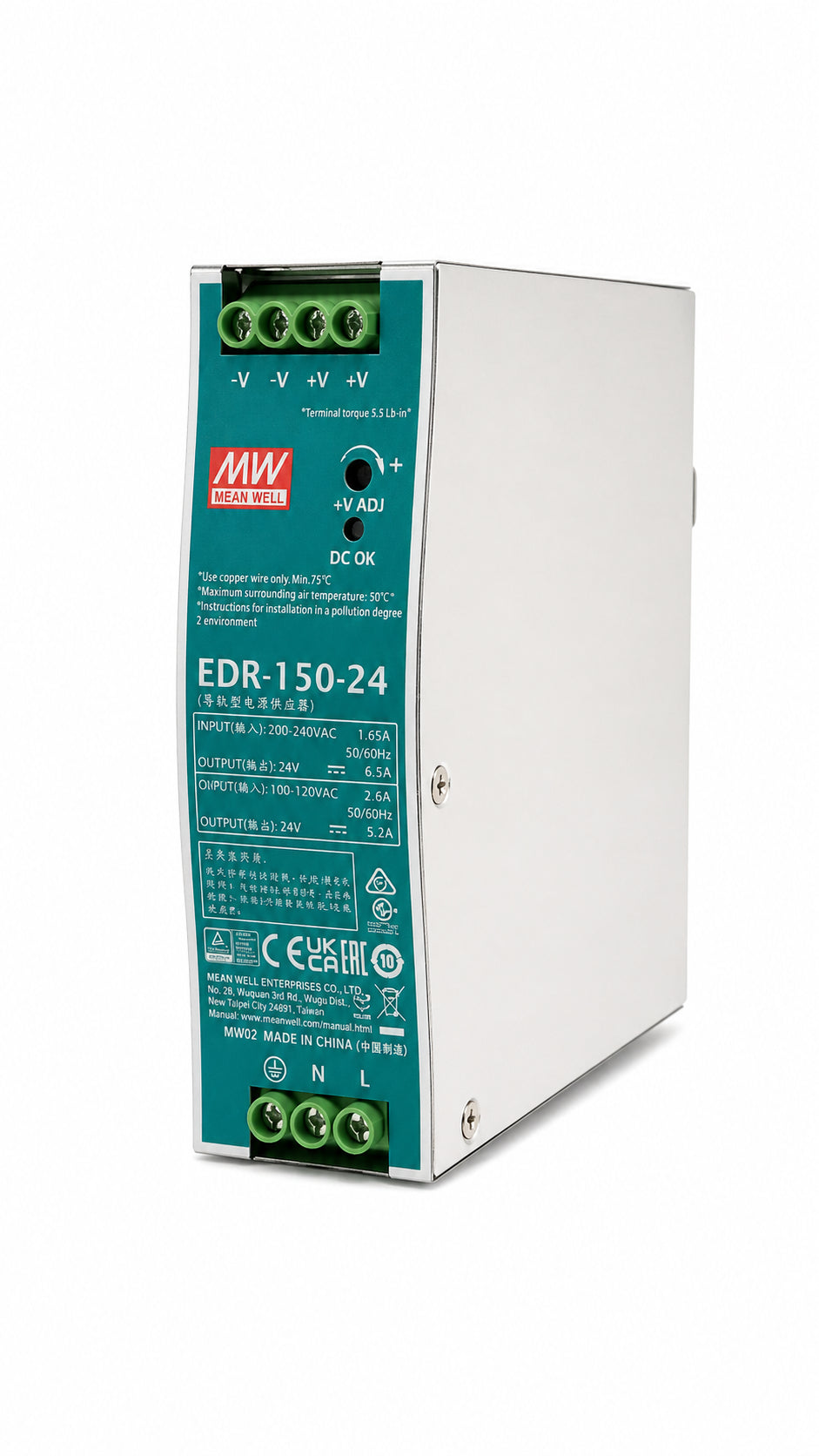 Fuente de poder Riel DIN metálica 150W EDR-150-24