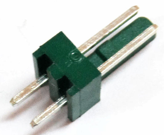 Lote de 100 – Conector polarizado de color verde tipo macho con 2 pines rectos 100″
