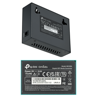 MC220L TP-LINK 1-SFP 1-1000-RJ45 CONVERSOR DE MEDIOS GIGABIT Alimentación-5,5x2,1mm