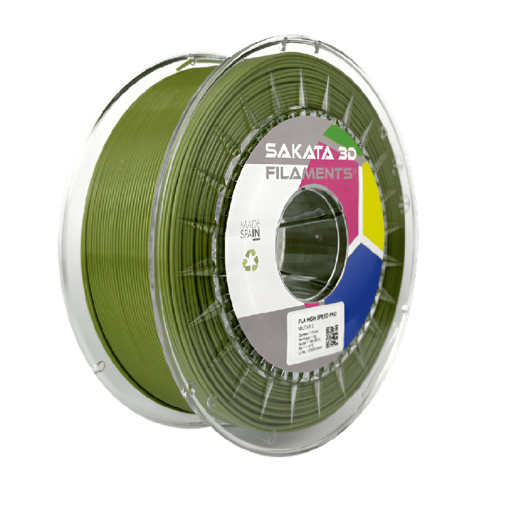 Filamento de Impresión PLA Velocidad Alta PRO Tono Verde Militar 2 Diámetro 1.75mm Peso 1kg – Sakata 3D
