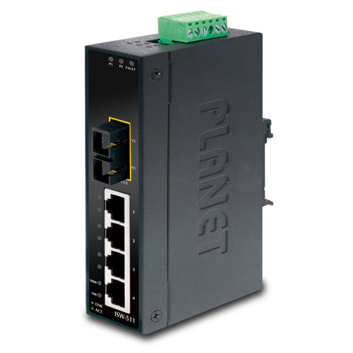 Switch Ethernet Industrial Monomodo de Puerto 4+1 100FX - 15 Km (Temperatura de Funcionamiento de -10 ~ 60 Grados C)