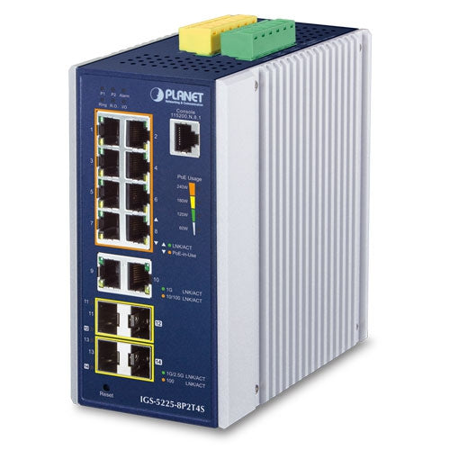Switch Industrial L2+ 8 Puertos 10/100/1000T 802.3at PoE + 2 Puertos 10/100/1000T + 2 Puertos 100/1G SFP + 2 Puertos 100/1G/2.5G SFP Switch Ethernet Administrado