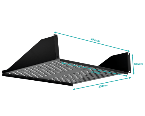 RB2-3VL LINKMADE Perforada 2U 30cm-Profundidad Estante Negro para Bastidor requiere-Tornillería