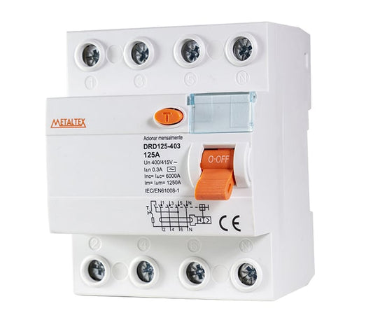 Interruptor Diferencial 125A Serie DRD - 4 Polos - 300mA