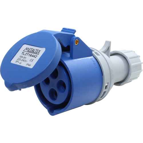 Enchufe industrial hembra volante 220 a 250VAC 16 a 63A serie TL3T - 16A - 3P+T - 9H