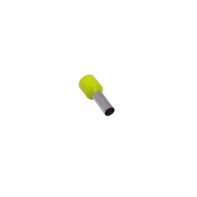 E10-12-M. Terminales aislados tipo férula de color amarillo para cable de 10,0 mm², dimensiones 12/21,5 mm, paquete de 100 unidades, calibre AWG7 con crimpado