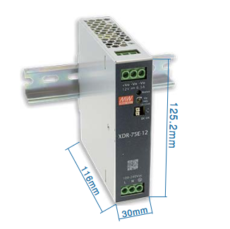 Fuente delgada riel DIN 75W Serie XDR-75E - 48V