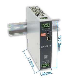 Fuente delgada riel DIN 75W Serie XDR-75E - 24V