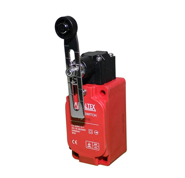 Fines de carrera de seguridad IP67 plástico 3A/250VCA serie FS55 - Pistón con roldana