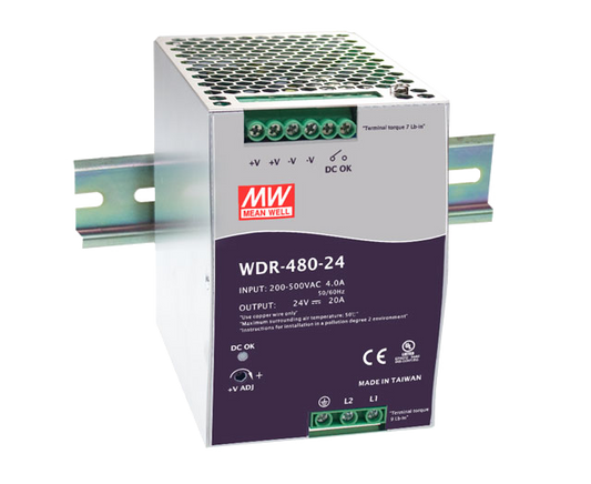 Fuente de poder Riel DIN Bifásica 480W WDR-480 - 24V
