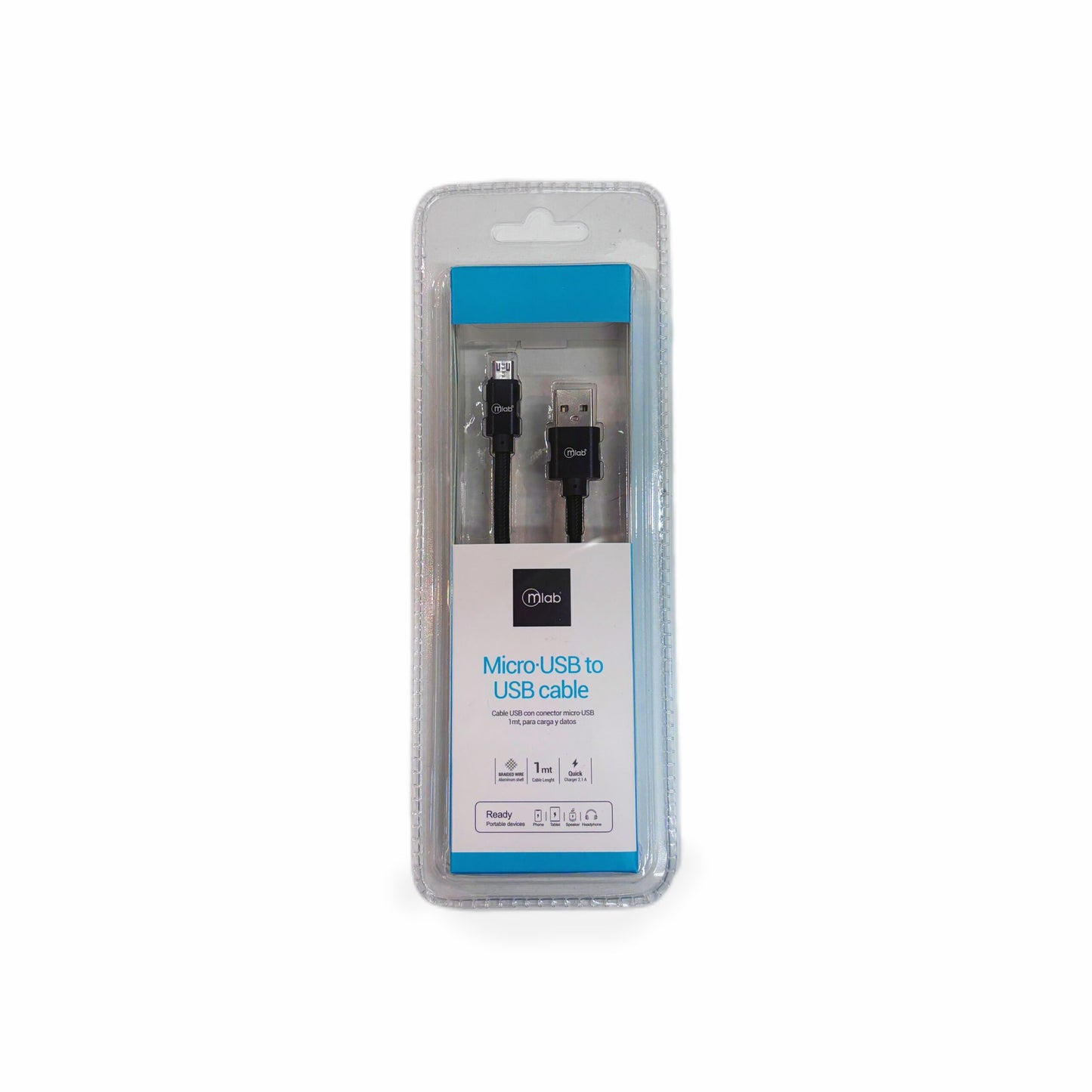 Conector Micro USB Longitud 1m Color Negro – Mlab