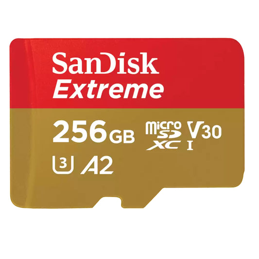 Tarjeta MicroSDXC 256GB Sandisk Extreme U3 A2 V30 4K UHD2 Velocidad de Lectura 190MB/s Velocidad de Escritura 130MB/s