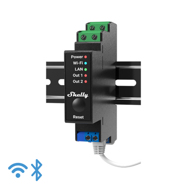 Relé Inteligente Profesional Riel DIN de 2 Canales con Power Meter Contacto Seco