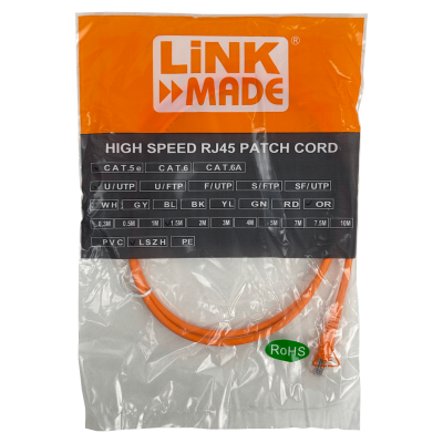 CPB-15L LINKMADE 1,5MT CAT5E NARANJO LSZH CABLE PATCH INYECTADO MULTIFILAR