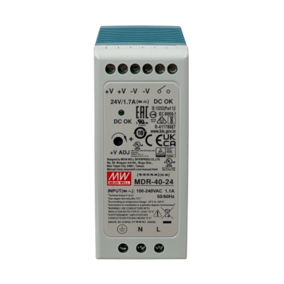 MDR-40-24 MEANWELL 24VDC 41W 1,7A Riel-DIN Fuente-Poder Ajustable Ancho-42mm