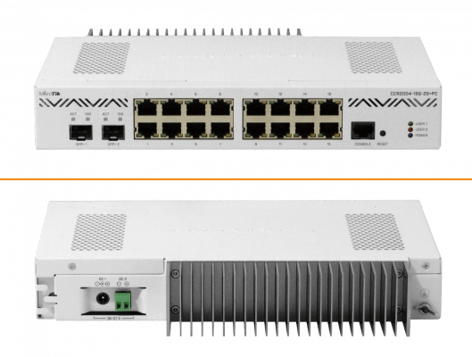 CCR2004-16G-2S+PC MIKROTIK EnfriamientoPasivo 4-1,2GHz 16-1000 2-SFP+10G L6 2/36-57VDC incl/1x48V
