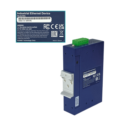 IPOE-171-60W PLANET Inyector Industrial Riel DIN PoE+ Gigabit 802.3at 60W 2-Puertos RJ45 Alimentación 48-56VDC