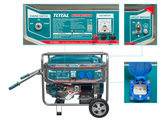 GENE-50 TOTAL 5000W Generador electr a gasolina Tanque-25L 220VAC TP155001