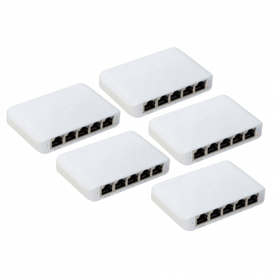 USW-FLEX-MINI-5 UBIQUITI Mini switch de interior capa 2 con 5 puertos, velocidad 5-1000 Mbps, alimentación PoE pasivo requerida, gestionable vía UniFi