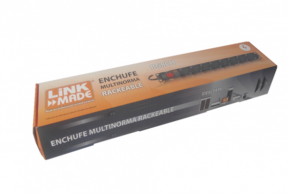 RG8CH LINKMADE PDU 8-Schuko/por-H 1-Canal-Macho 10A Rack1U interruptor luz-testigo