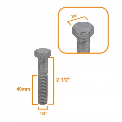 GTL01886 1/2 x 2 1/2 Perno Hexagonal con Tuerca Hexagonal-19mm-3/4p 0,5x2,5pulg