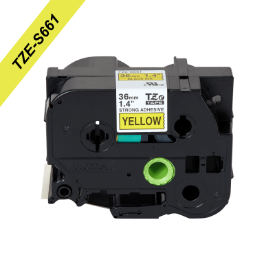 TZE-S661 TZES661 BROTHER Cinta de 36mm Negro sobre Amarillo de 8 metros para Impresoras PT-P900W y PT-9700PC