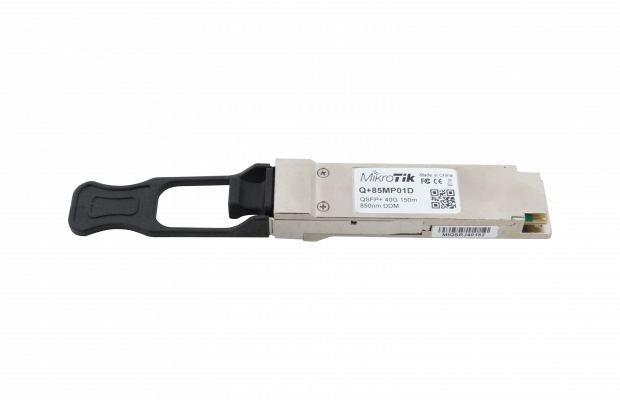 Q+85MP01D Transceptor MIKROTIK QSFP+ 40G multimodo 850 nm DDM, alcance 100 m, interfaz MTP/MPO, 4x10G
