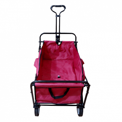 CARRO-4 Carretilla Manual de Arrastre Metálica con Lona Roja Plegable de 4 Ruedas Capacidad 70kg
