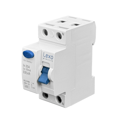 DIFERENCIAL-25A LEXO 2x25A 2P 30mA Disyuntor Diferencial RKN Seguridad Riel-Din
